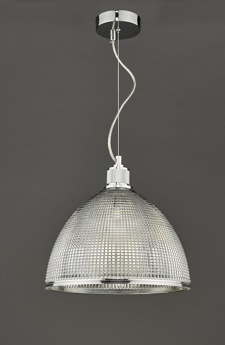 Cytheria 1 Light Pendant Chrome And Clear Glass<br>Ribbed Glass - Image 4