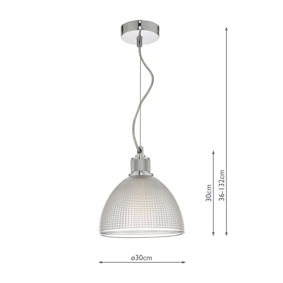 Cytheria 1 Light Pendant Chrome And Clear Glass<br>Ribbed Glass - Image 5