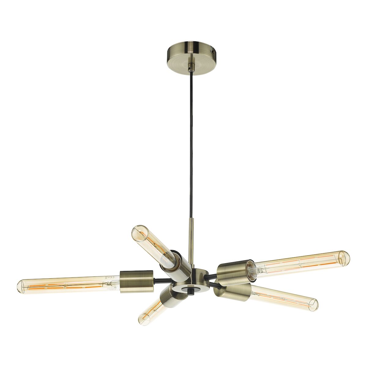 Onika 5 Light Pendant Antique Brass Matt Black<br>Antique Brass - Image 2