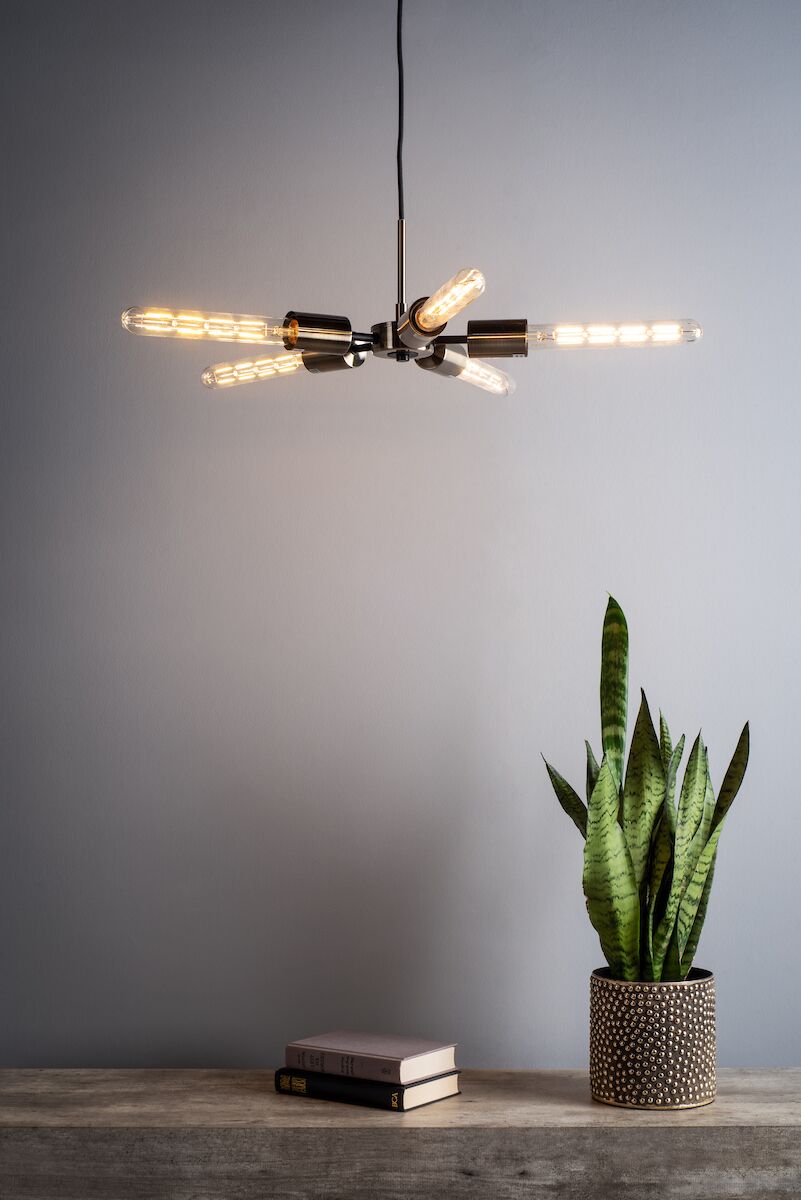 Onika 5 Light Pendant Antique Brass Matt Black<br>Antique Brass - Image 6