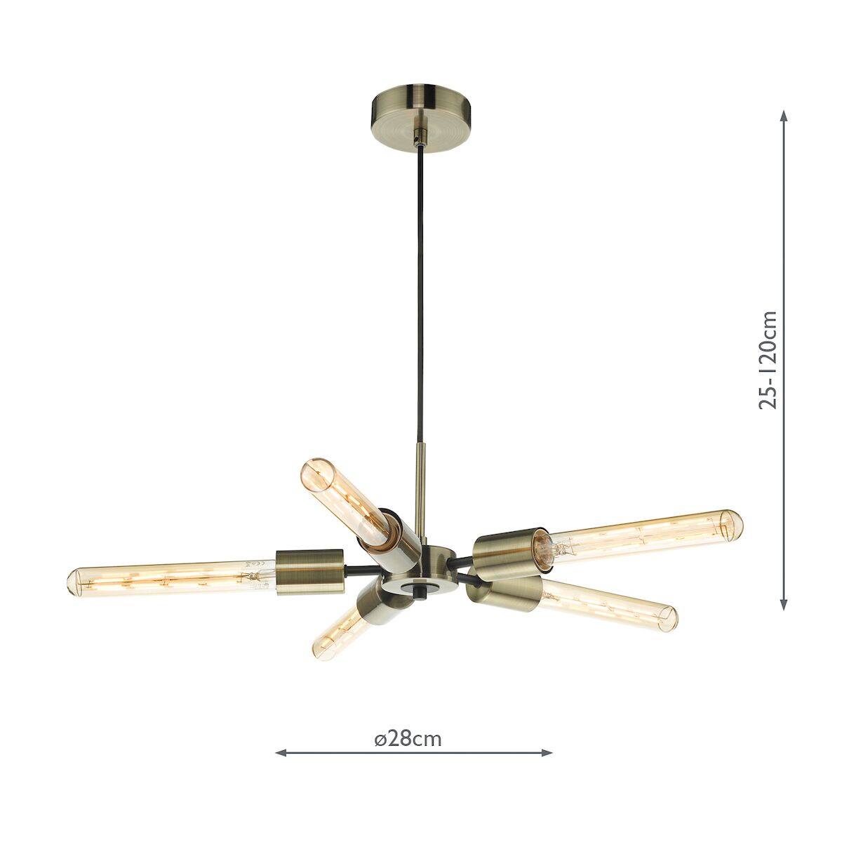 Onika 5 Light Pendant Antique Brass Matt Black<br>Antique Brass - Image 8