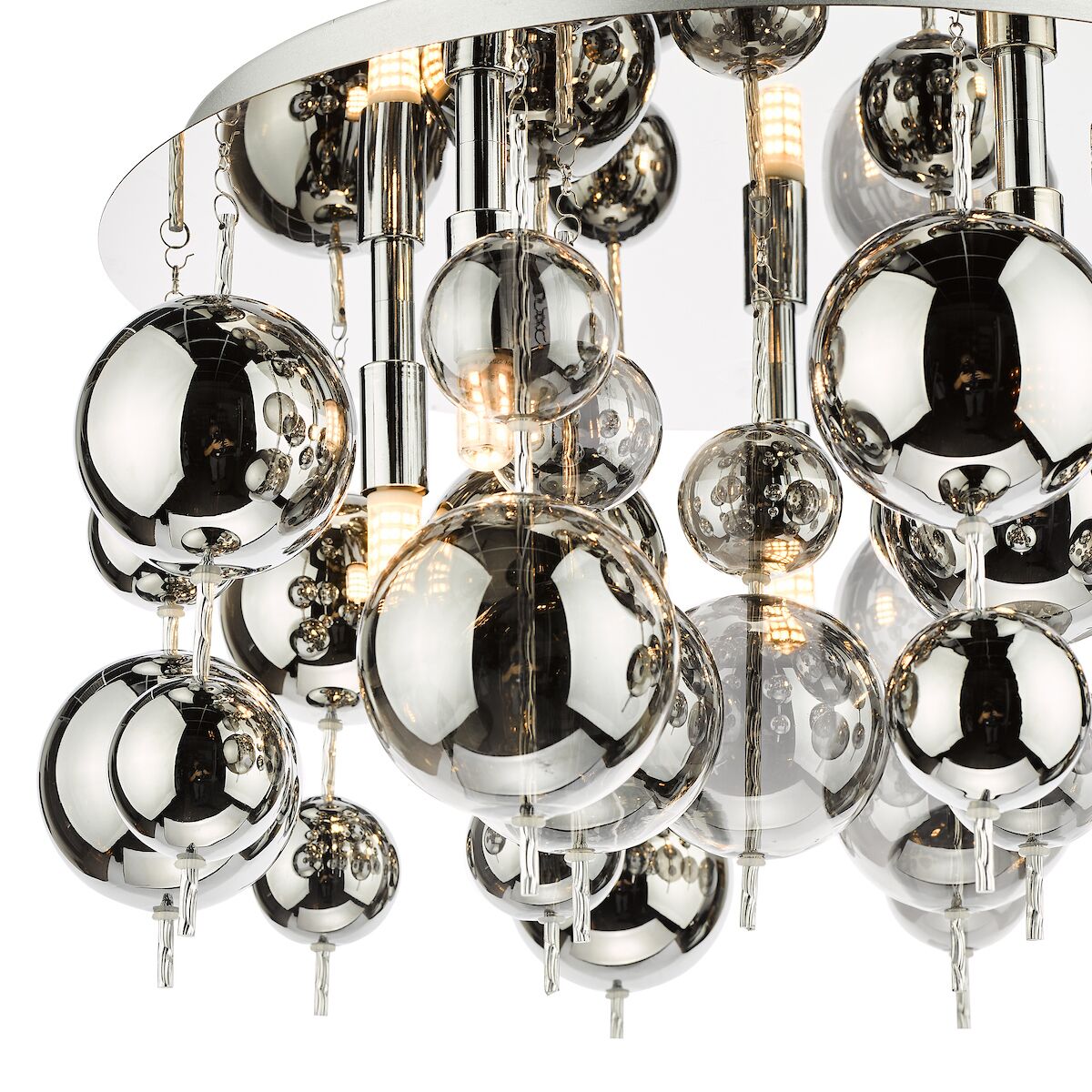 Thora 5 Light Flush Polished Chrome Smoked Glass<br>Polished Chrome - Image 3