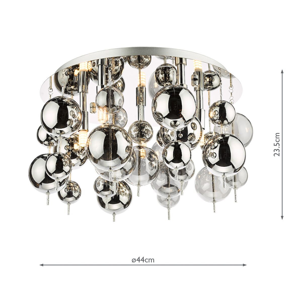 Thora 5 Light Flush Polished Chrome Smoked Glass<br>Polished Chrome - Image 5