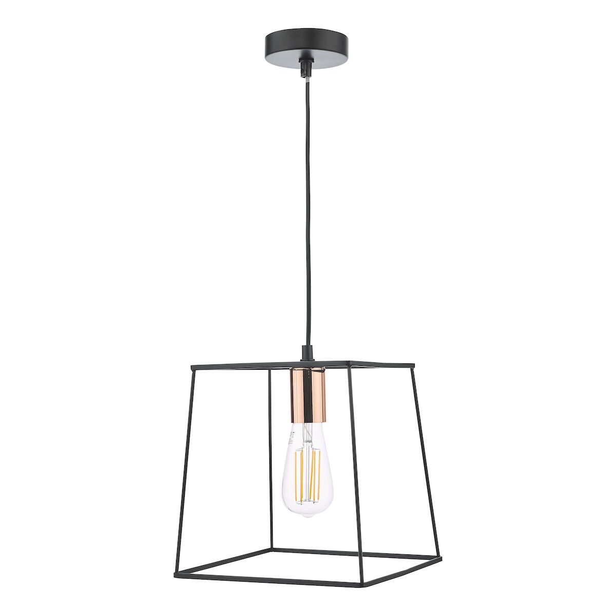 Tower 1 Light Single Pendant Matt Black CopperMatt Black - Image 2