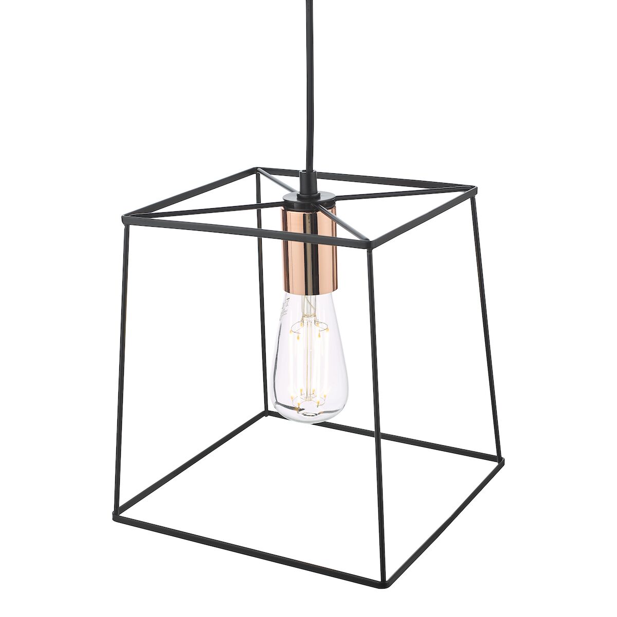 Tower 1 Light Single Pendant Matt Black CopperMatt Black - Image 3