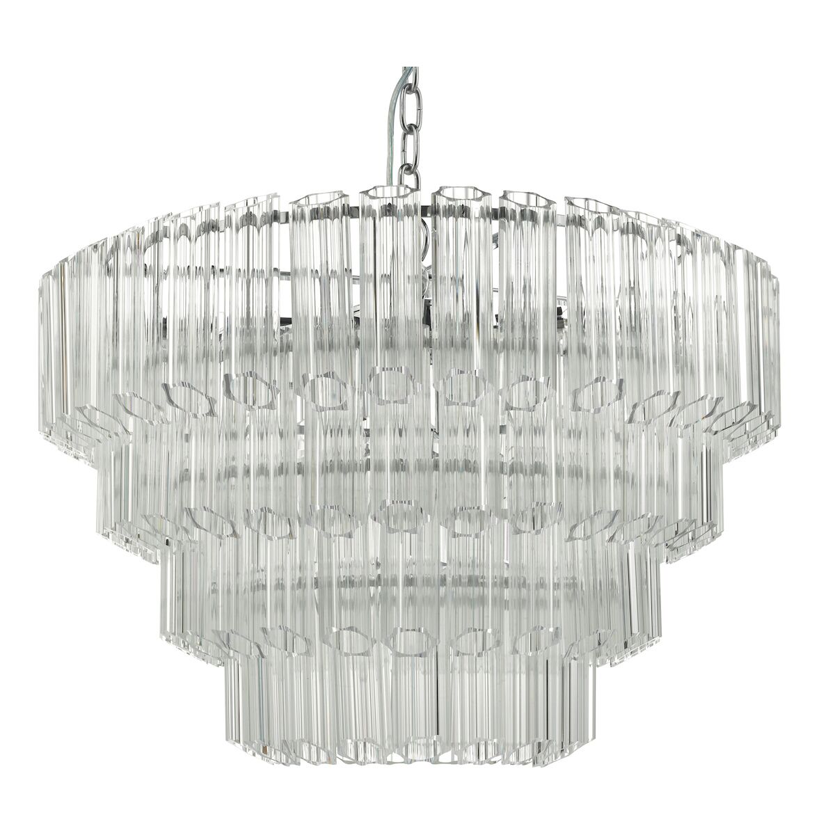 Tuvalu 4 Tier 9 Light Chandelier Crystal & Polished Chrome<br>Moulded Glass - Image 2