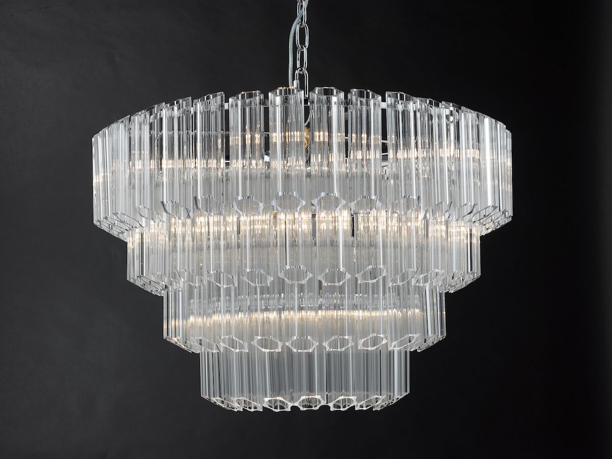 Tuvalu 4 Tier 9 Light Chandelier Crystal & Polished Chrome<br>Moulded Glass - Image 3