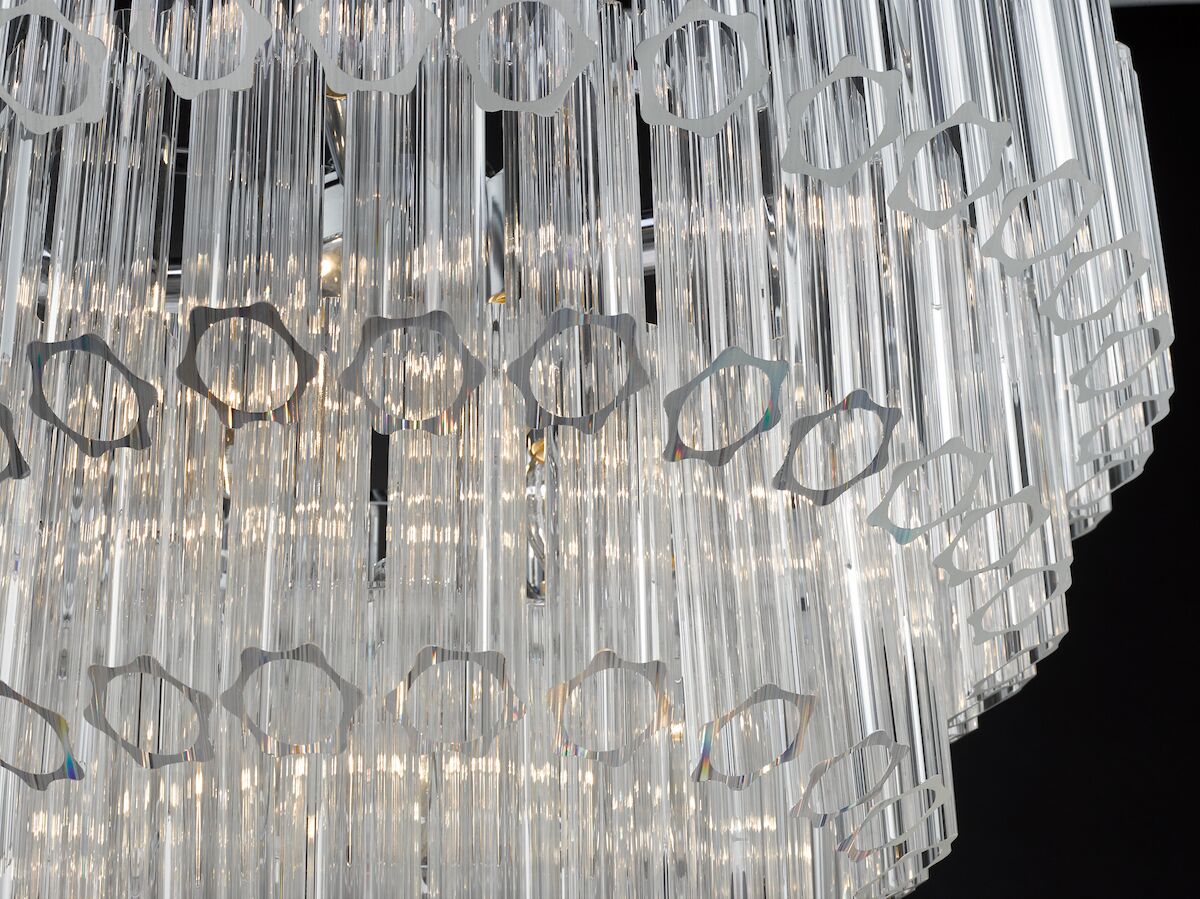 Tuvalu 4 Tier 9 Light Chandelier Crystal & Polished Chrome<br>Moulded Glass - Image 4