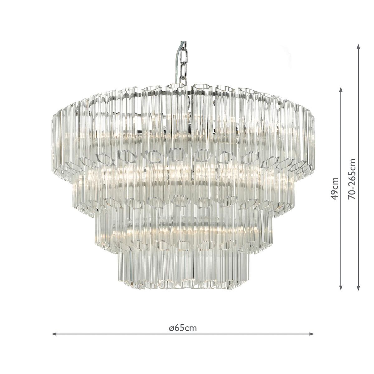 Tuvalu 4 Tier 9 Light Chandelier Crystal & Polished Chrome<br>Moulded Glass - Image 5
