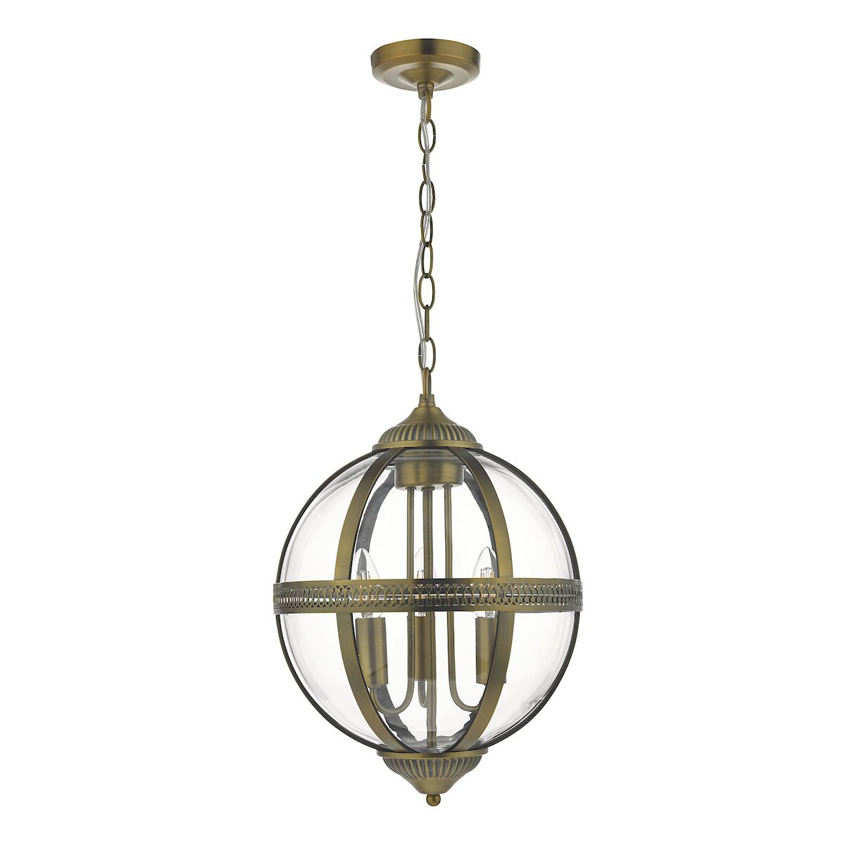 Vanessa 3 Light Pendant Antique Brass And Clear<br>Antique Brass - Image 2