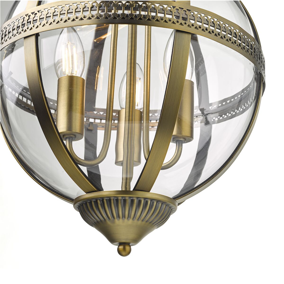 Vanessa 3 Light Pendant Antique Brass And Clear<br>Antique Brass - Image 3