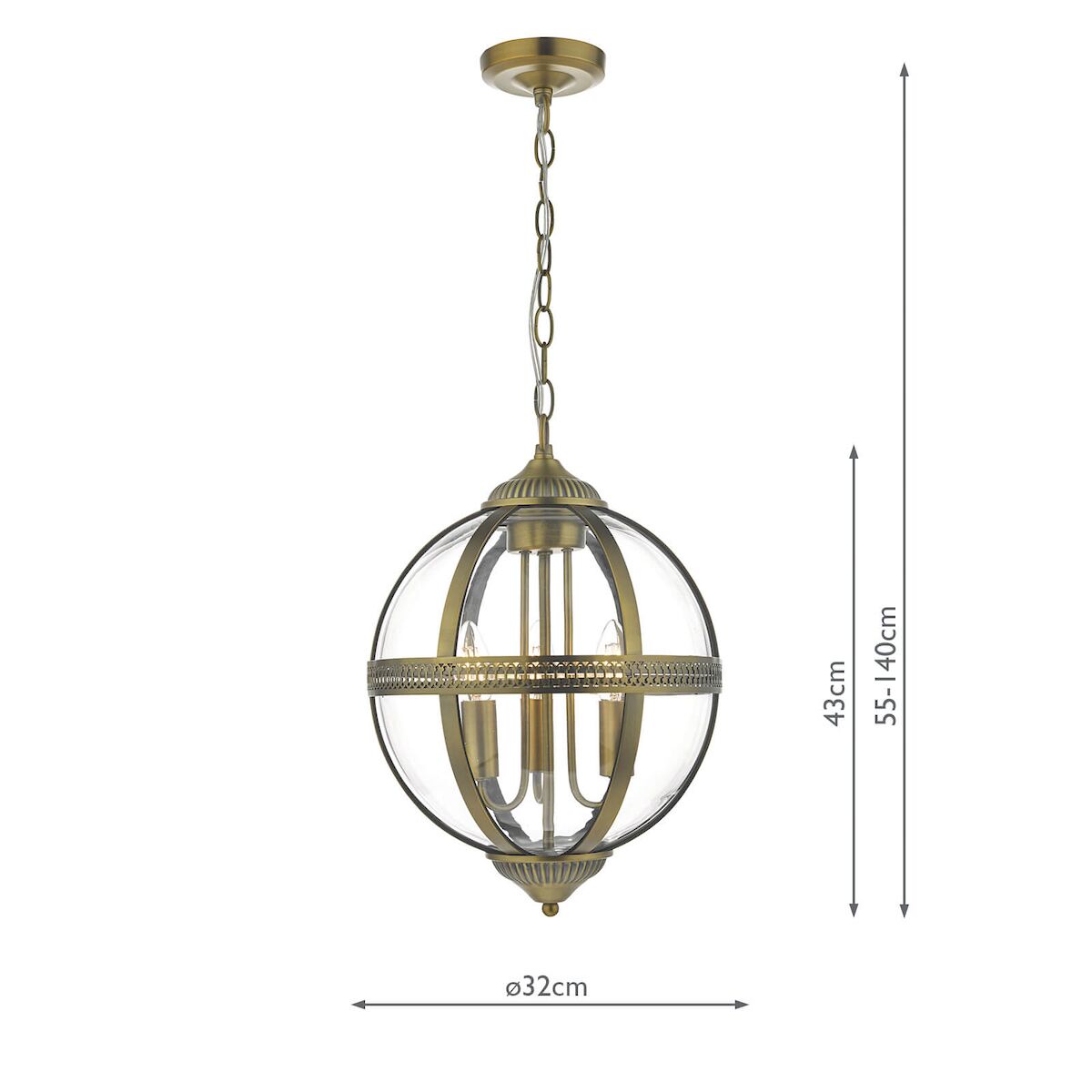 Vanessa 3 Light Pendant Antique Brass And Clear<br>Antique Brass - Image 5
