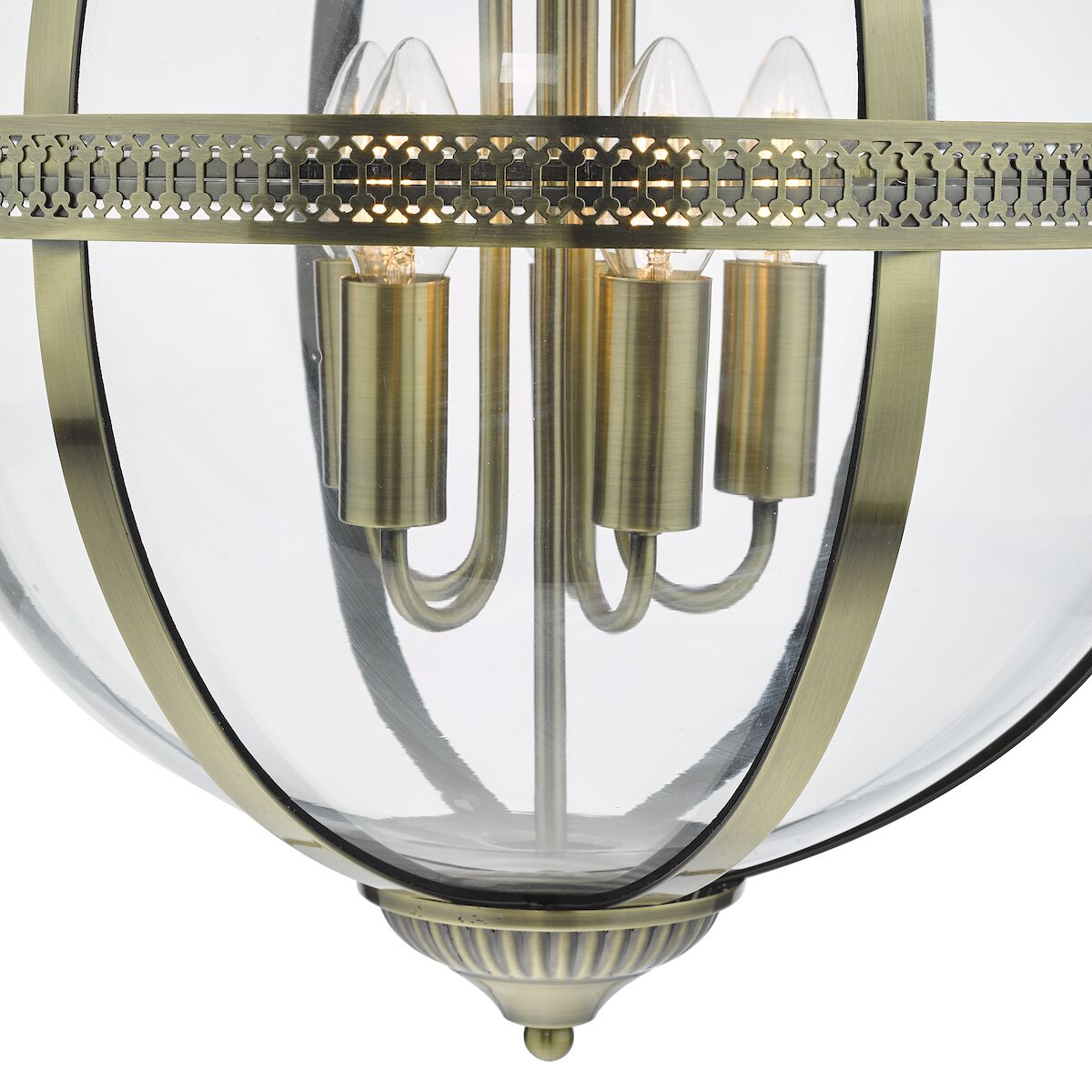 Vanessa 5 Light Lantern Antique Brass Glass<br>Antique Brass - Image 3