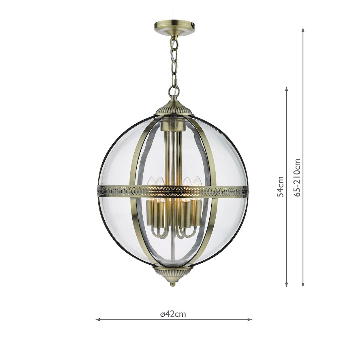 Vanessa 5 Light Lantern Antique Brass Glass<br>Antique Brass - Image 6