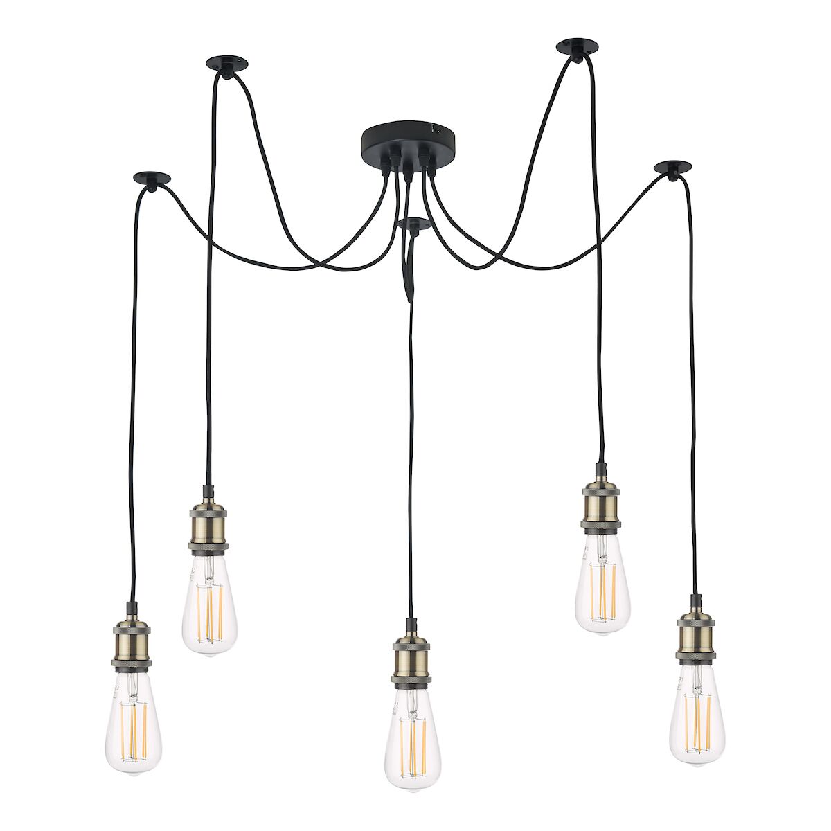 Waco 5 Light Pendant Antique Brass Matt Black<br>Antique Brass - Image 2