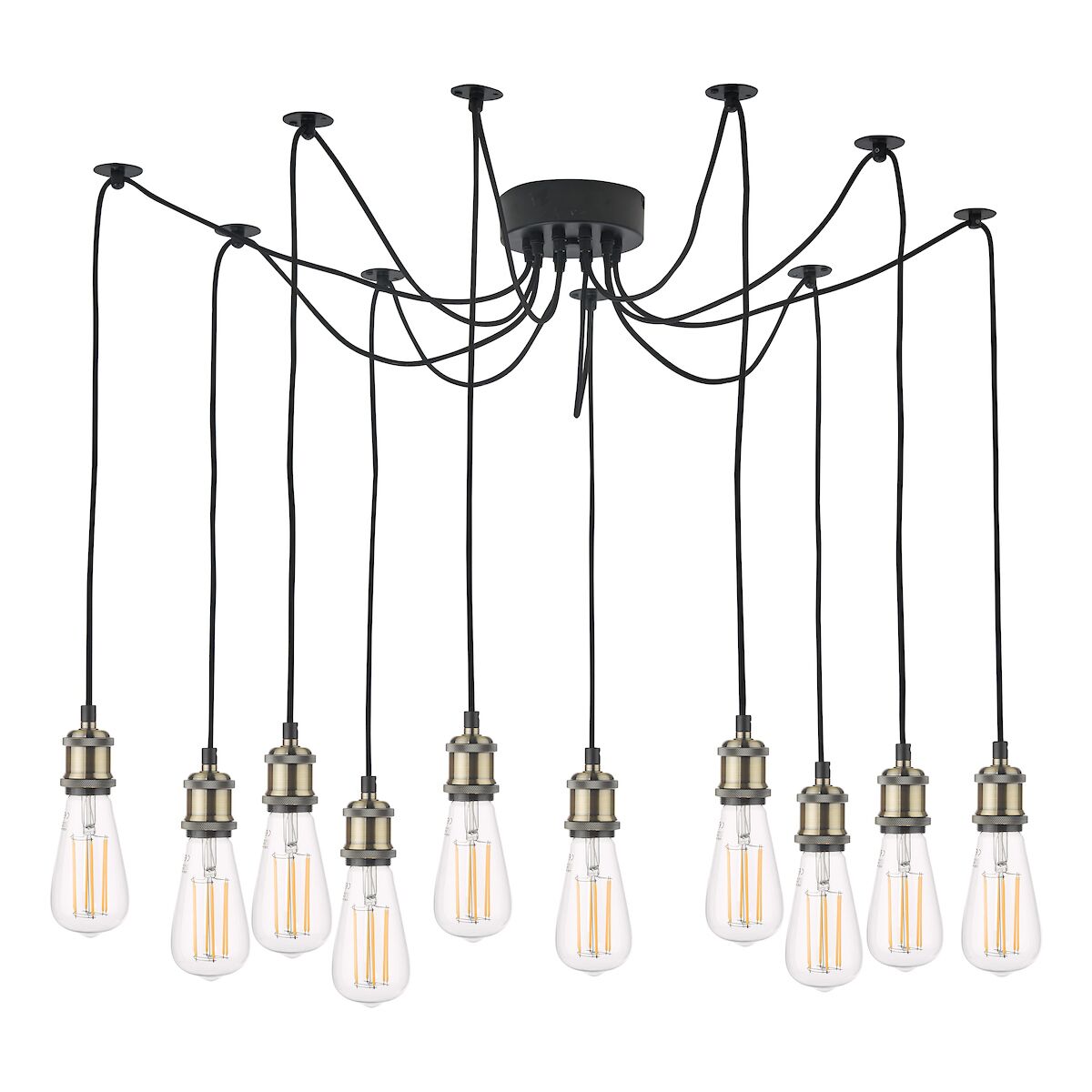 Waco 10 Light Pendant Antique Brass Matt Black<br>Antique Brass - Image 2