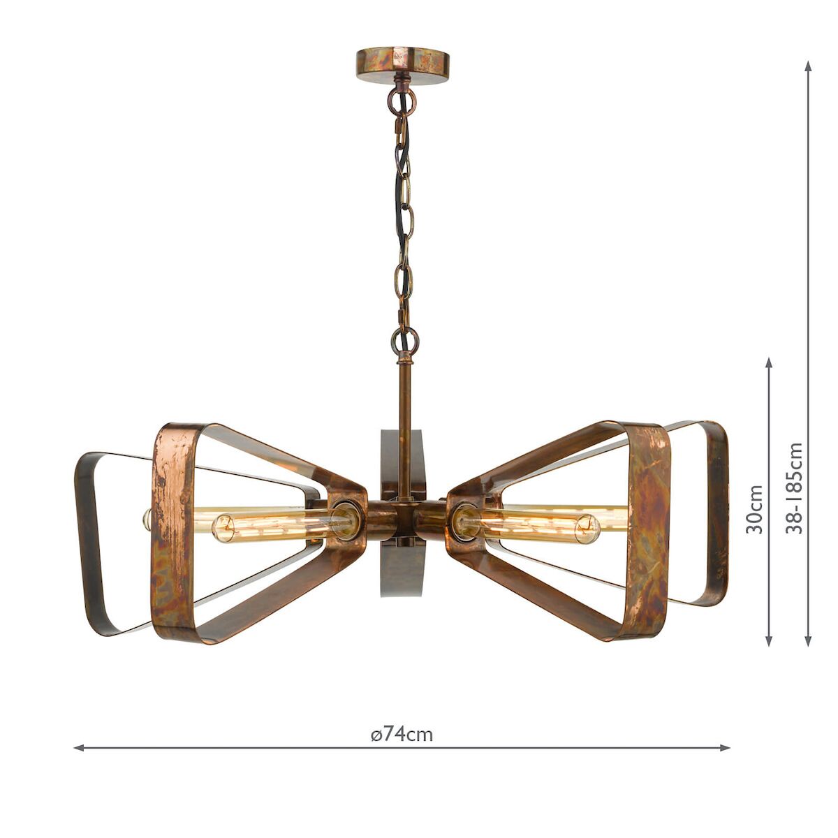 Yavanna Industrial 5 Light Pendant Oiled Copper<br>Mottled Copper - Image 8