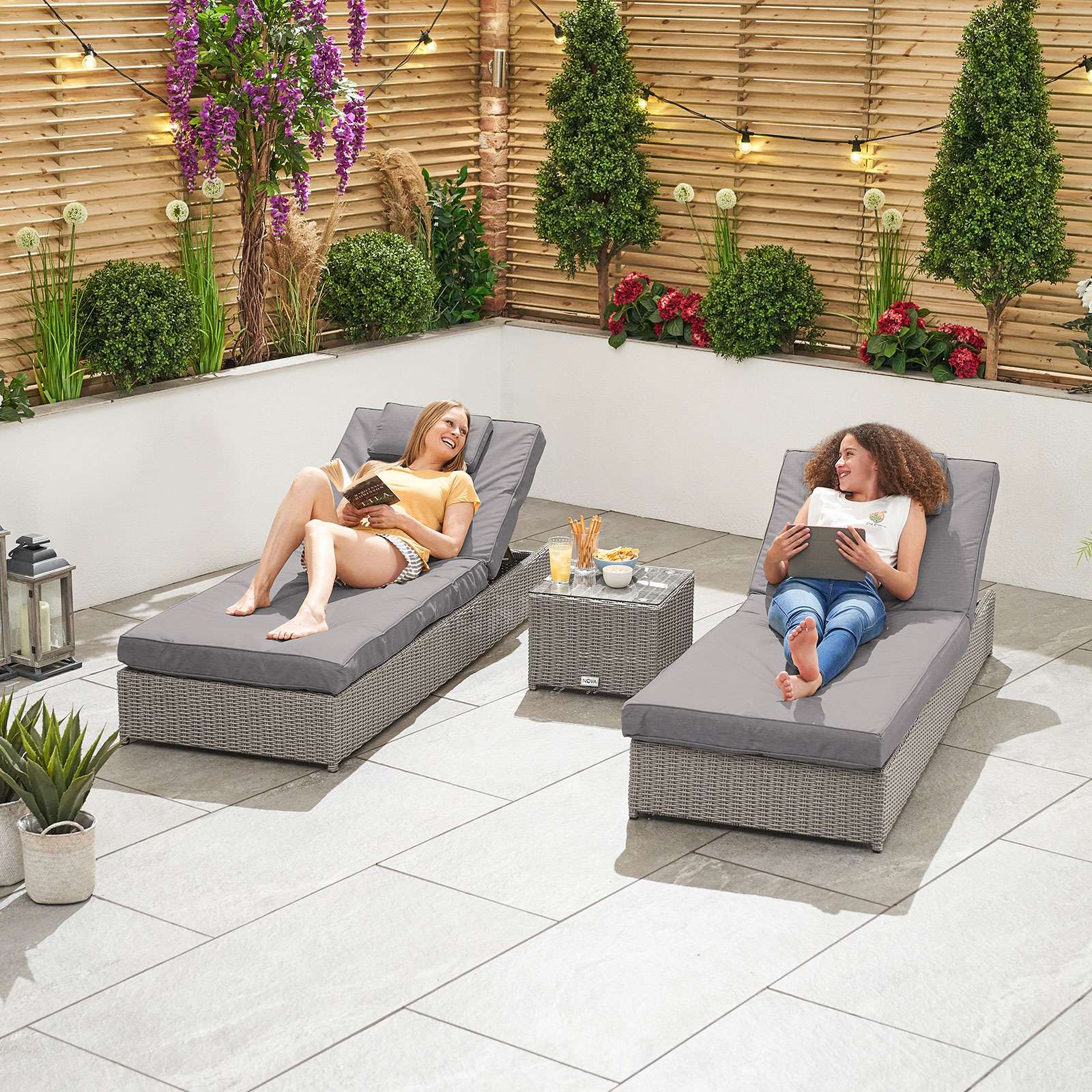 Nova <br> Heritage Rhodes Sun Lounger Set White Wash - Image 2