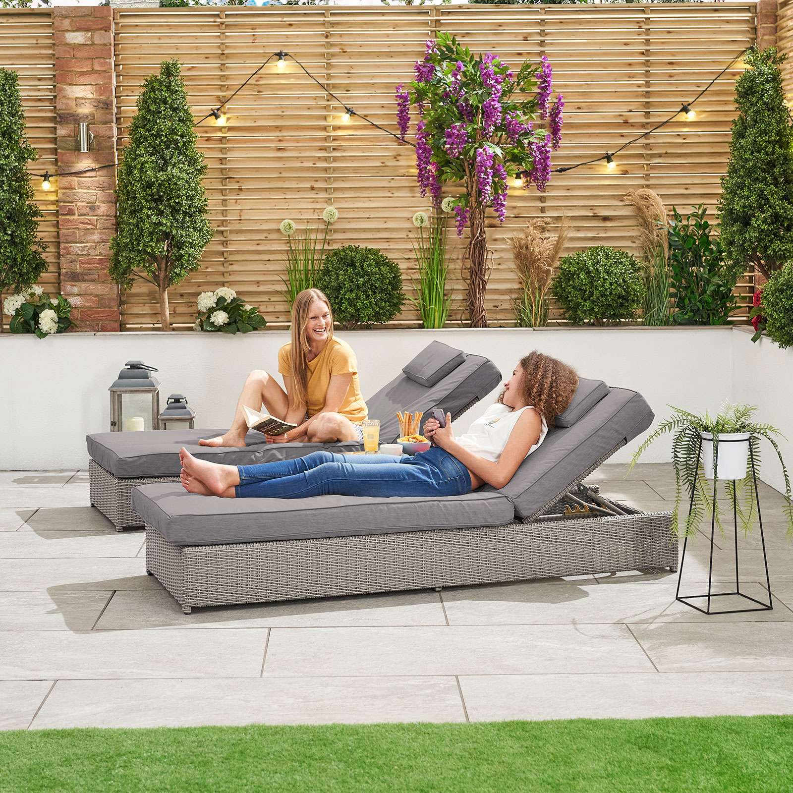 Nova <br> Heritage Rhodes Sun Lounger Set White Wash - Image 3