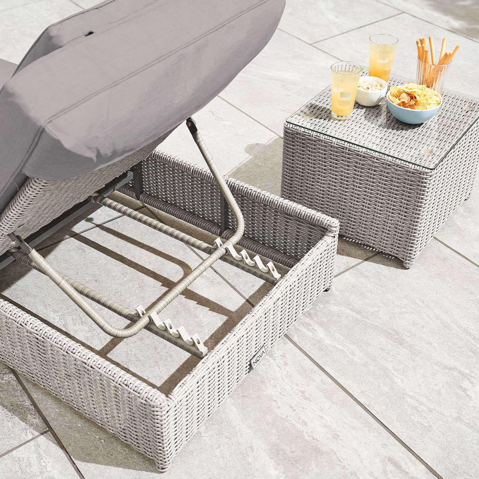 Nova <br> Heritage Rhodes Sun Lounger Set White Wash - Image 6