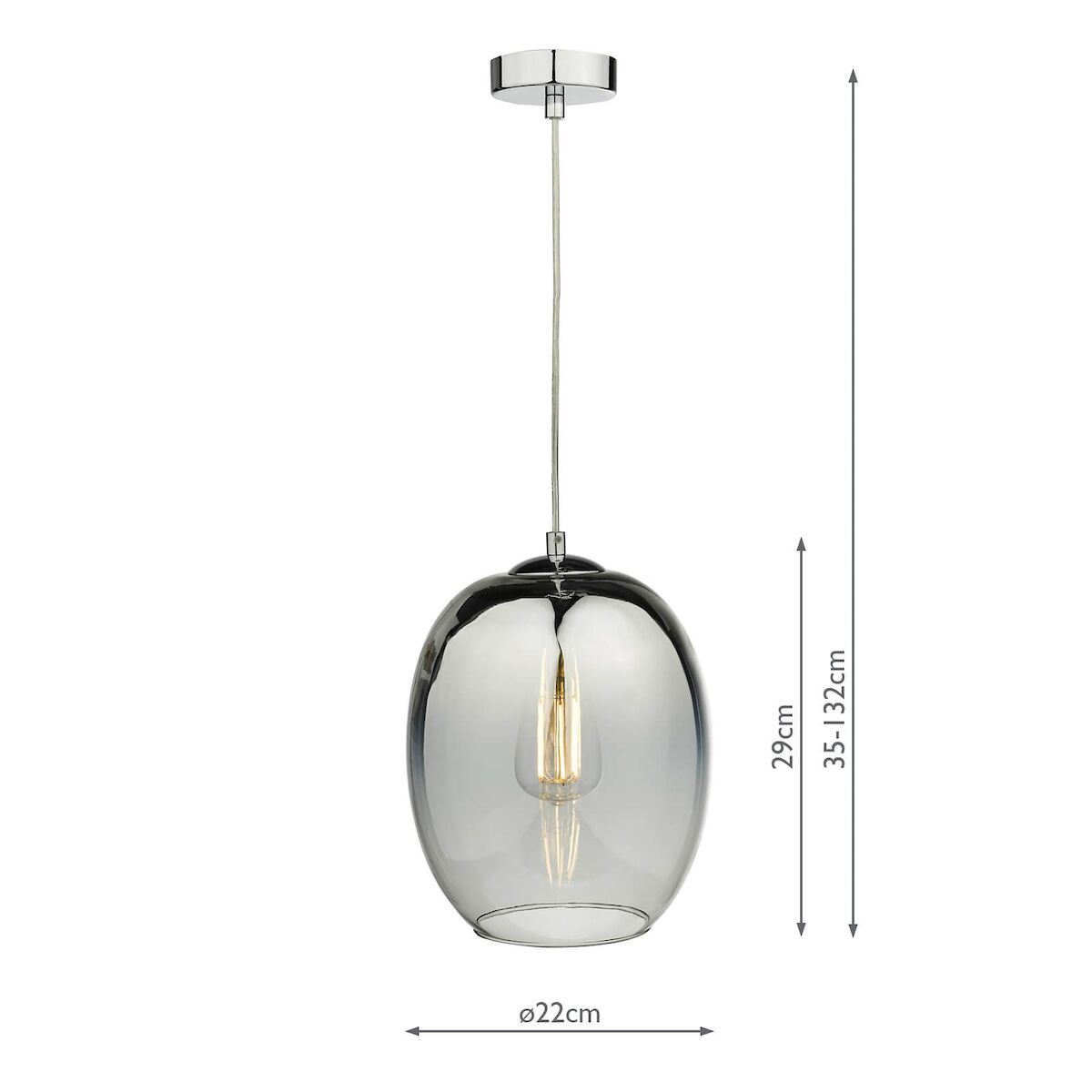 Patrice 1 Light Pendant Silver Glass<br>Silver Mirror - Image 3