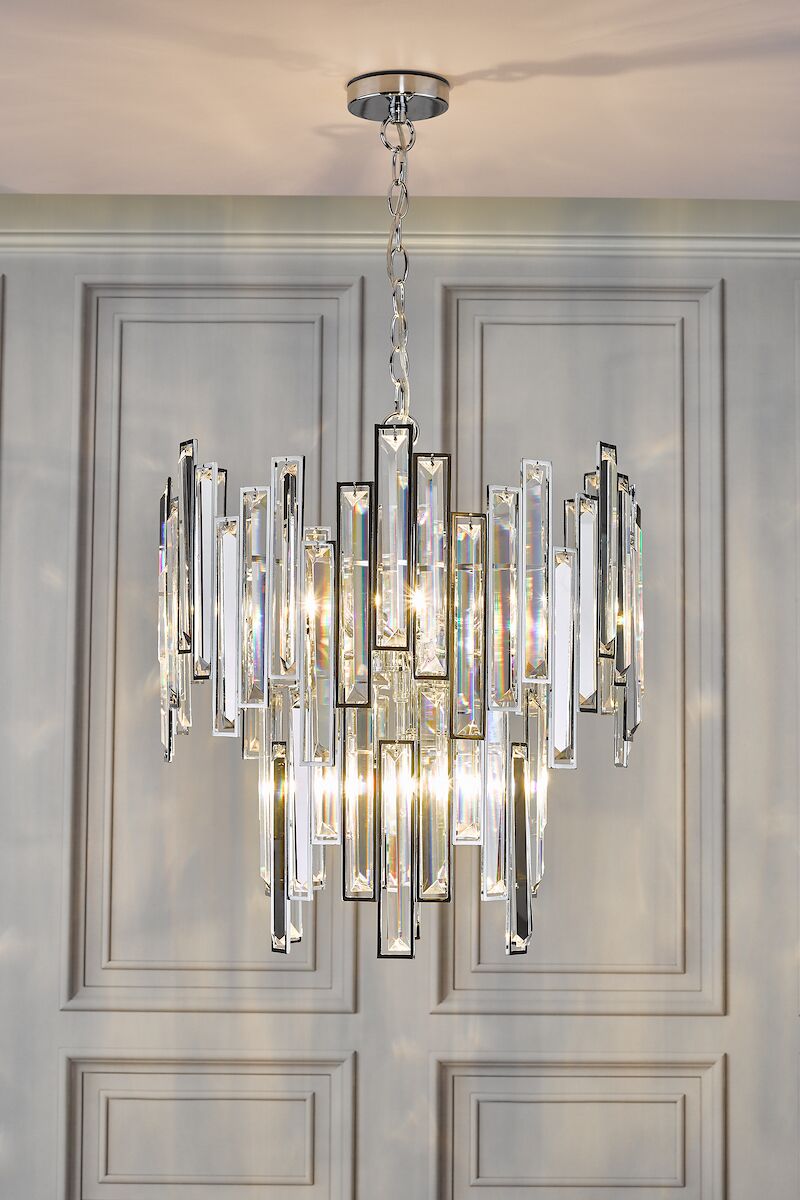 Penelope 6 Light Pendant Polished Chrome Clear Crystal<br>Polished Nickel - Image 6