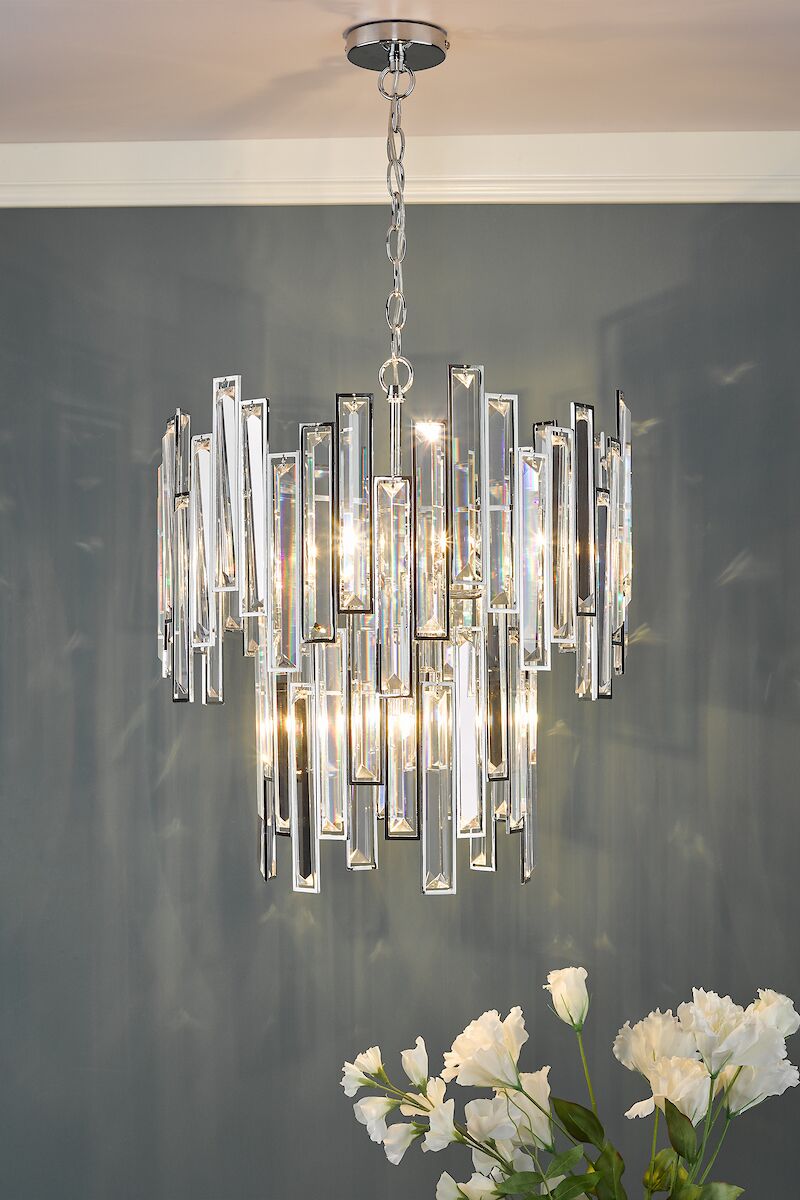 Penelope 6 Light Pendant Polished Chrome Clear Crystal<br>Polished Nickel - Image 7