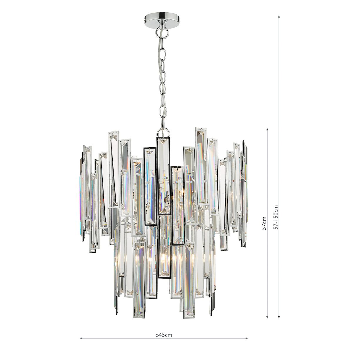 Penelope 6 Light Pendant Polished Chrome Clear Crystal<br>Polished Nickel - Image 8