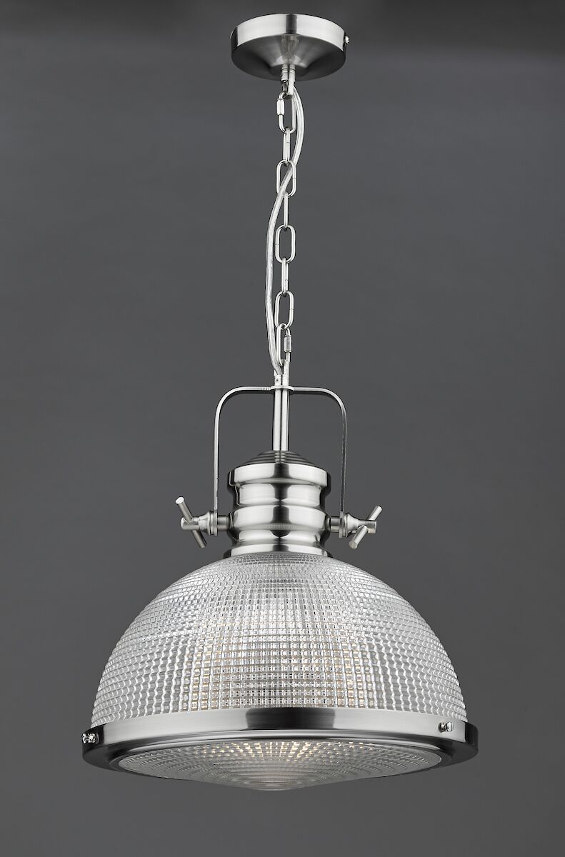 Peyton 1 Light Pendant Satin Nickel And Textured Glass<br>Satin Nickel - Image 5
