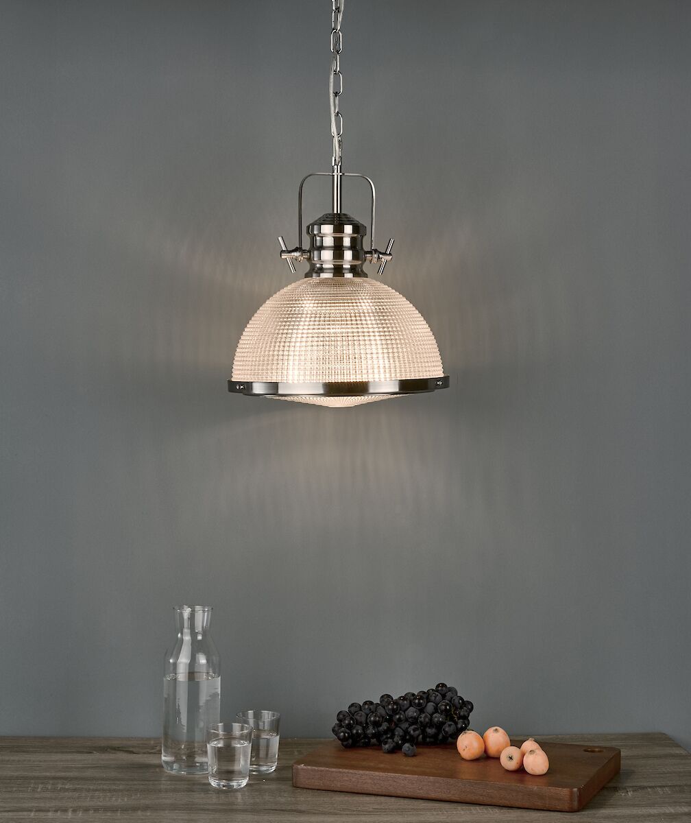 Peyton 1 Light Pendant Satin Nickel And Textured Glass<br>Satin Nickel - Image 7