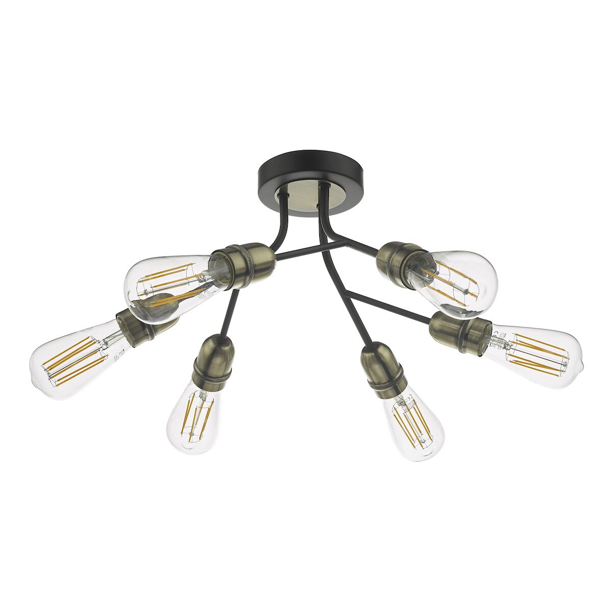 Remy 6 Light Semi Flush Black & Antique Brass<br>Matt Black - Image 2