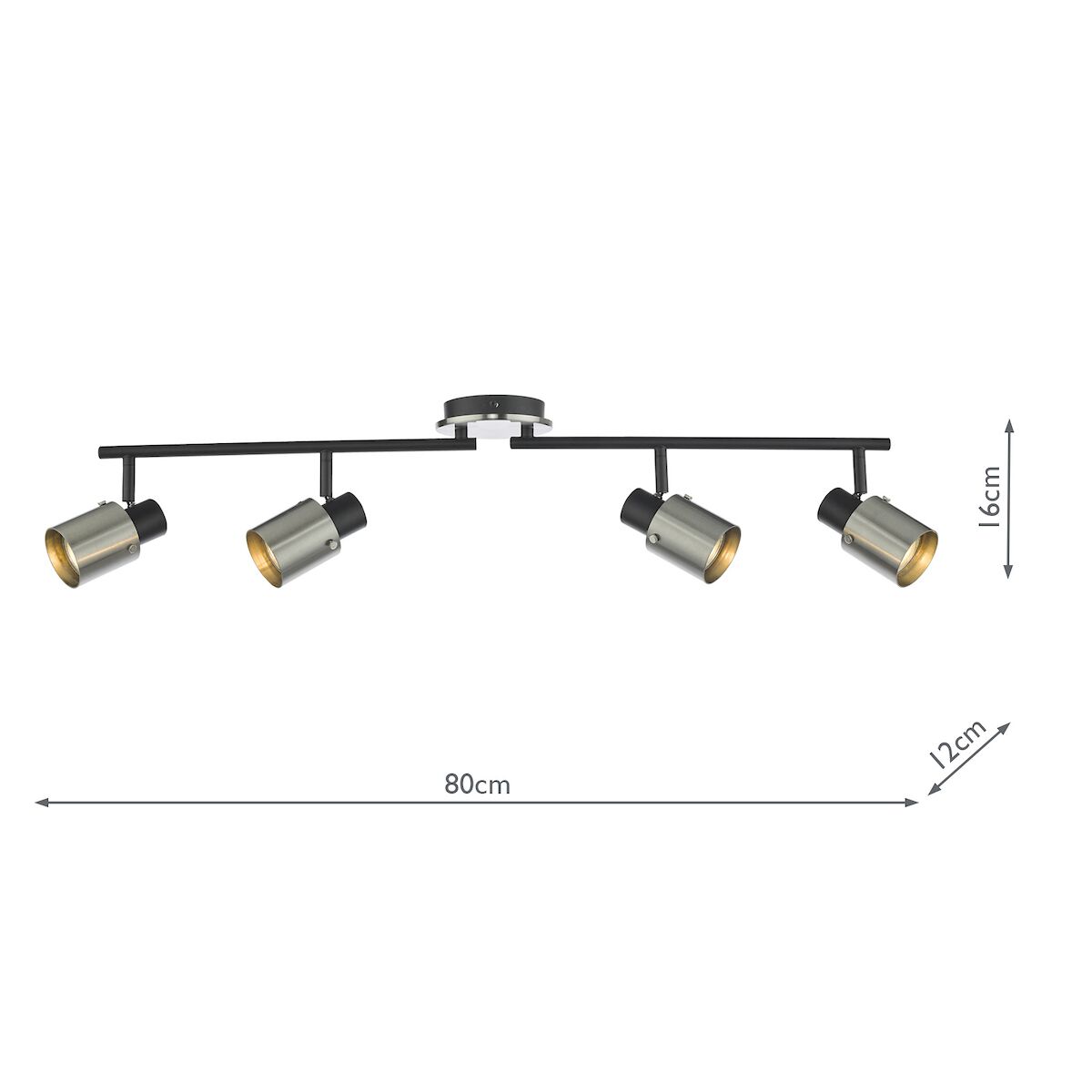 Ryan 4 Light Bar Spotlight Brushed Nickel Matt Black<br>Brushed Nickel - Image 7
