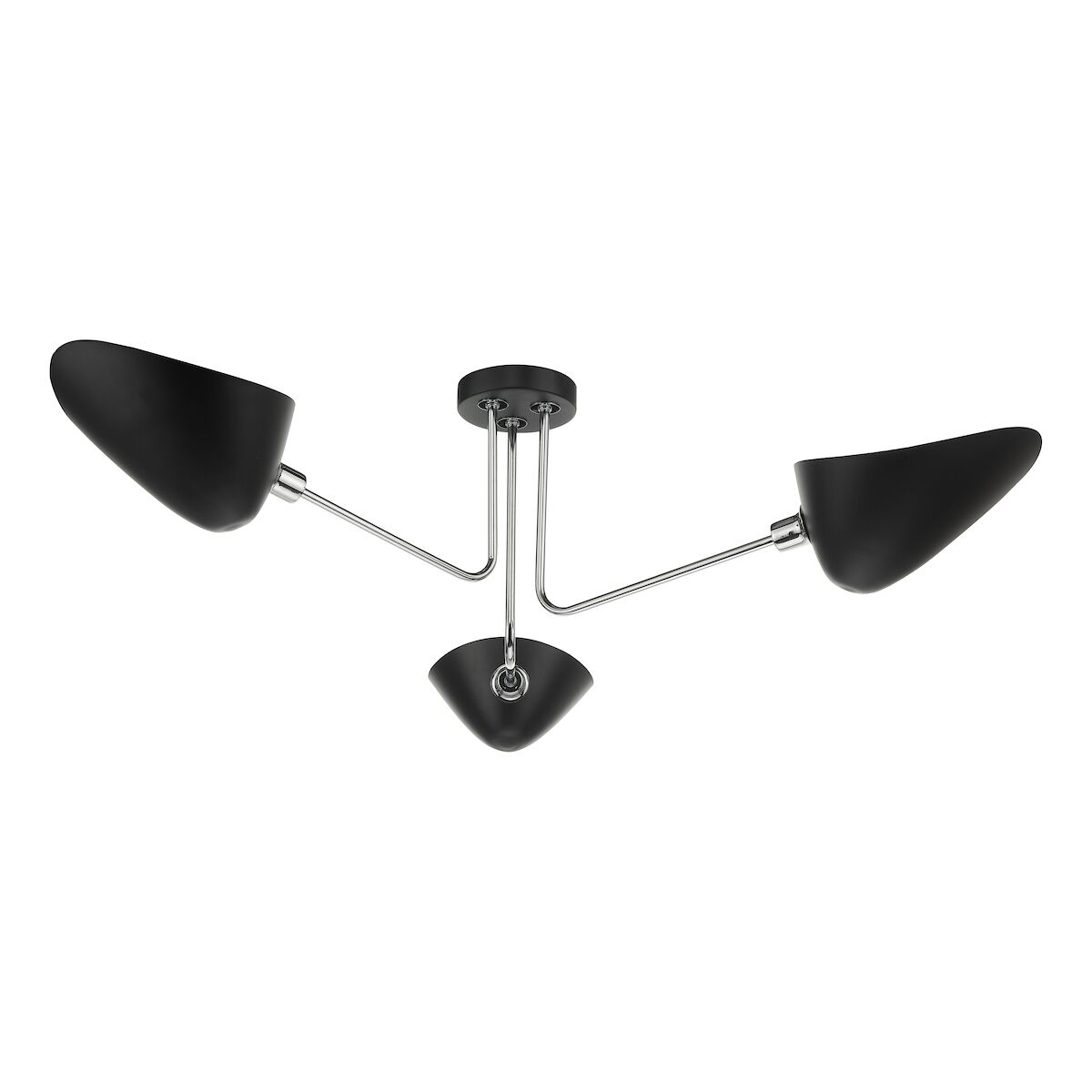 Sebastian 3 Light Semi Flush Matt Black Polished Chrome<br>Matt Black - Image 2