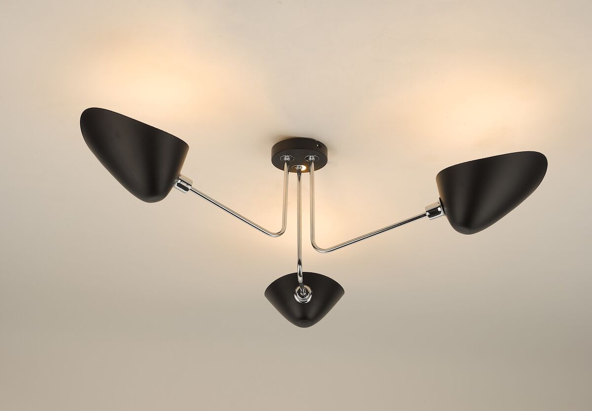 Sebastian 3 Light Semi Flush Matt Black Polished Chrome<br>Matt Black - Image 4