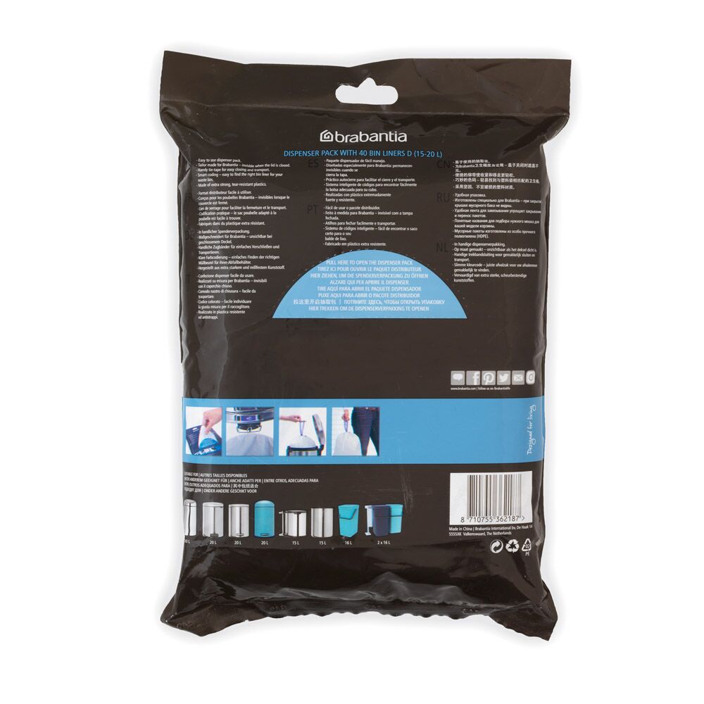 Brabantia 40 PerfectFit Bin Liners (D) 15-20L - Image 2