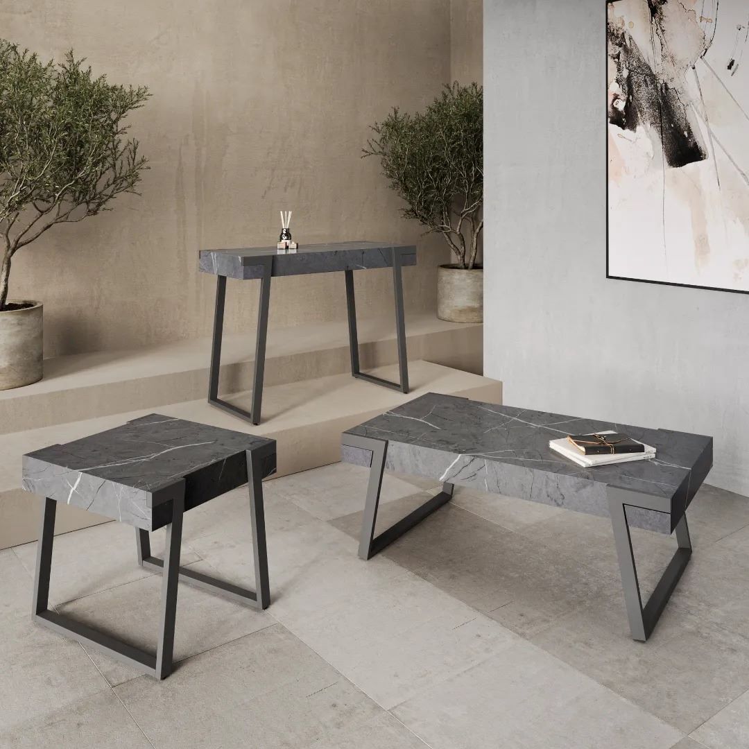 Alpina Grey Marble Effect Coffee Table - Image 3