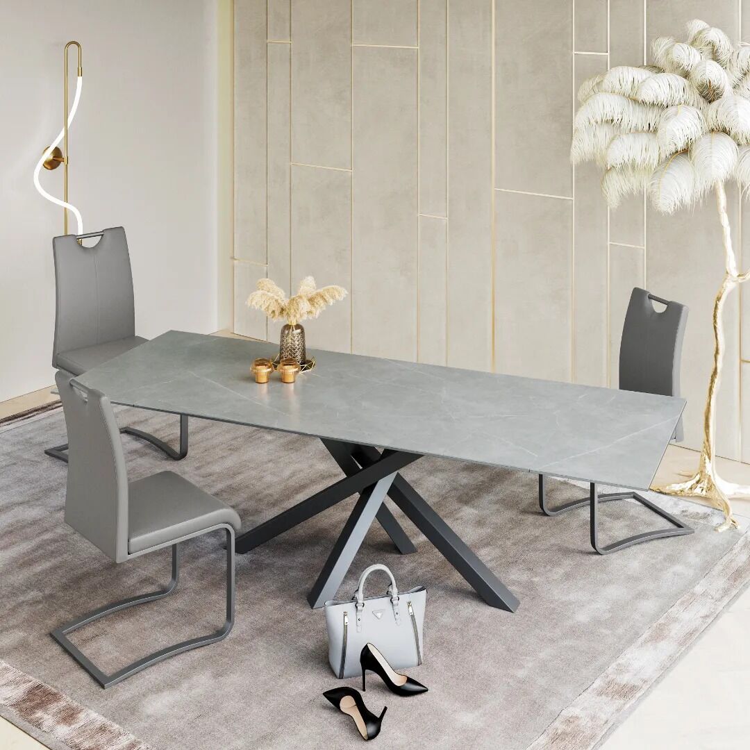 Brando Matte Ceramic Auto-Rise Extending Dining Table Grey - 160-200cm - Image 4