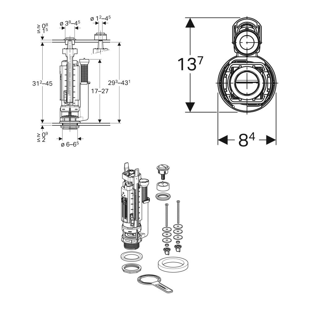 Geberit Type 290 Dual Flush Valve With Push Button - Image 3