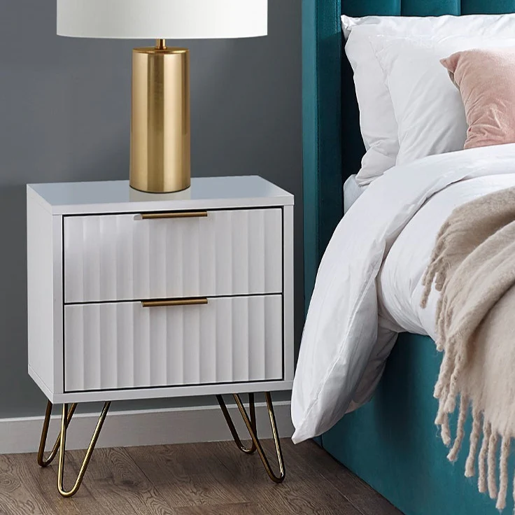Messina 2 Drawer Bedside Table In White